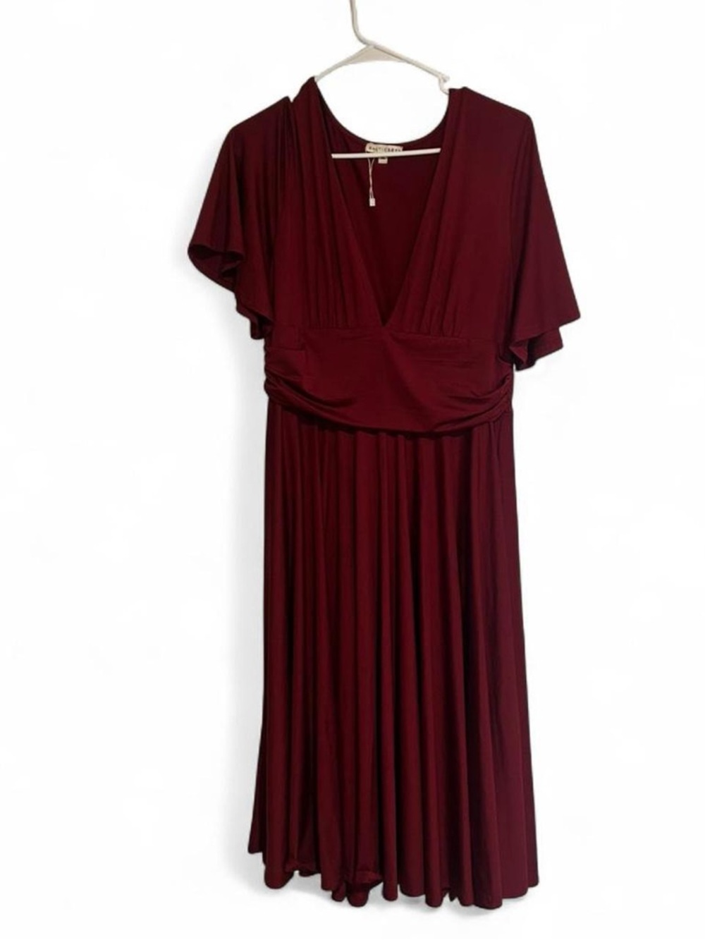 Elegant Deep Wine V-Neck Maxi Dress